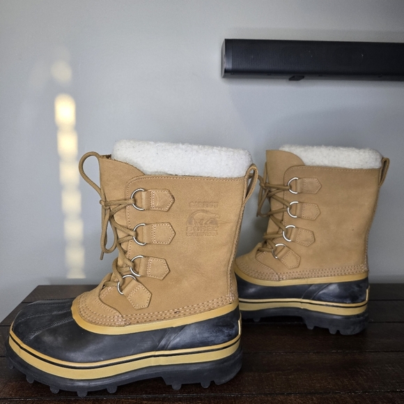 Sorel Caribou Waterproof Winter Snow Boots Tan Buff Women's Size 8 - Picture 3 of 16